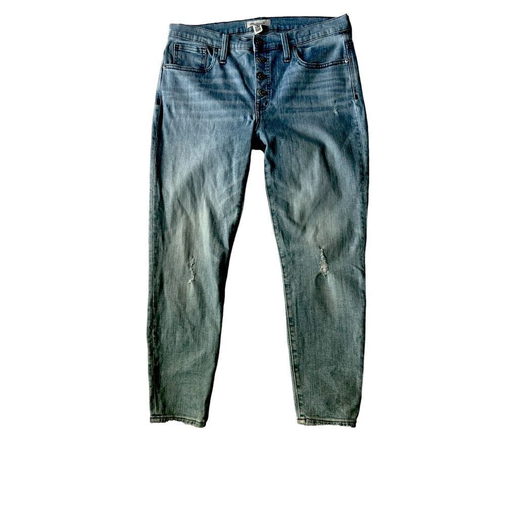 Madewell High Rise High Waist Light Rinse Button Front Skinny Jeans sz 31